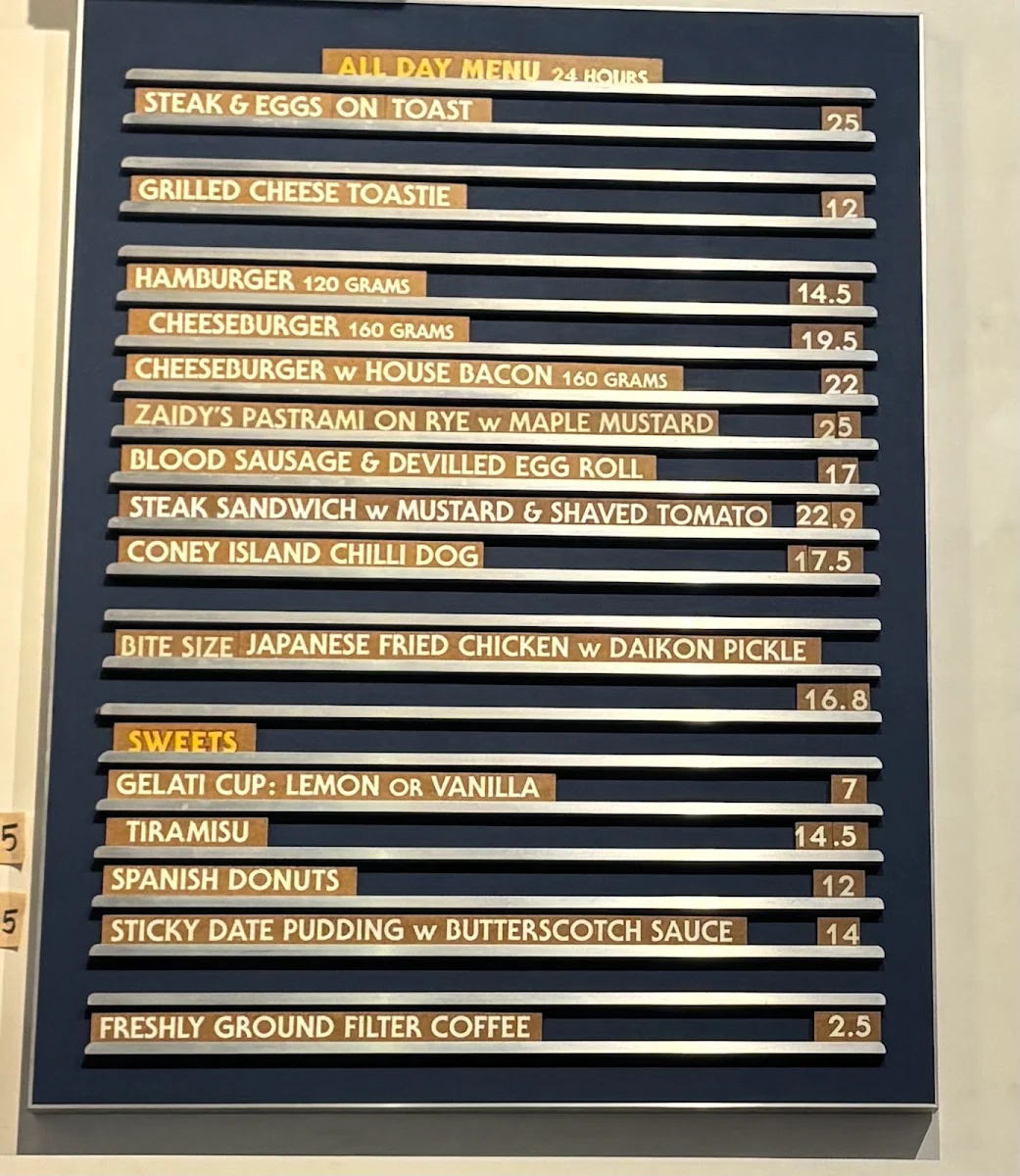 Menu, Butchers Diner