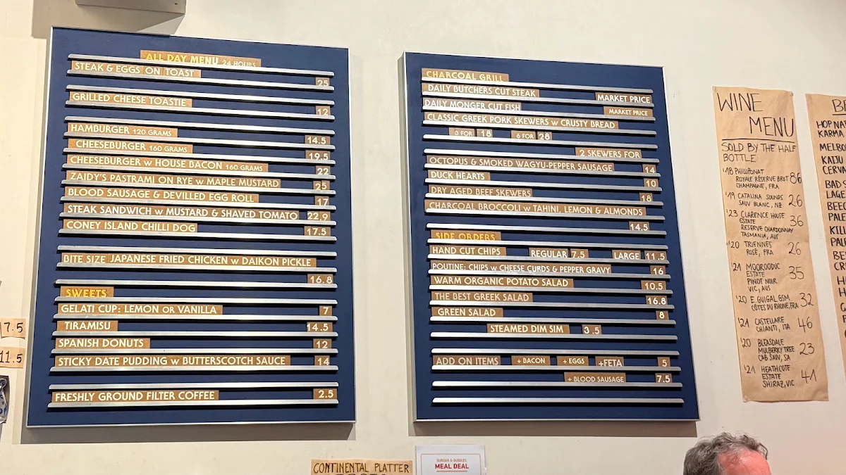 Menu, Butchers Diner