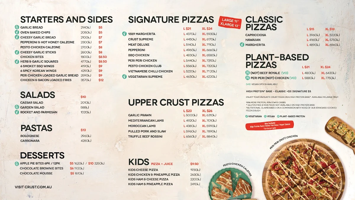 Menu, Crust Pizza Neutral Bay