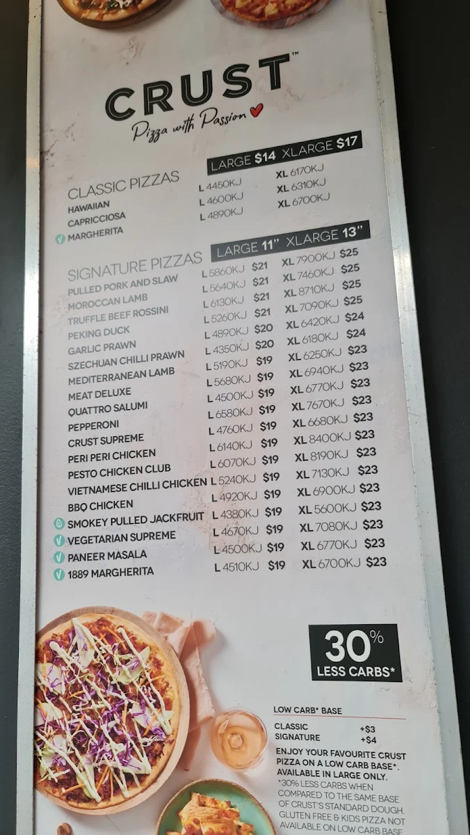 Menu, Crust Pizza Neutral Bay