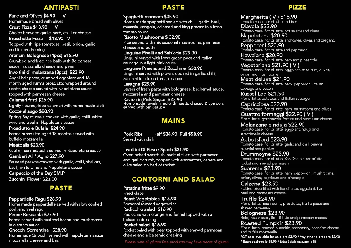 Menu, TRATTORIA SOTTO CASA