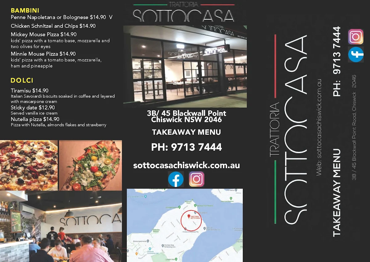 Menu, TRATTORIA SOTTO CASA