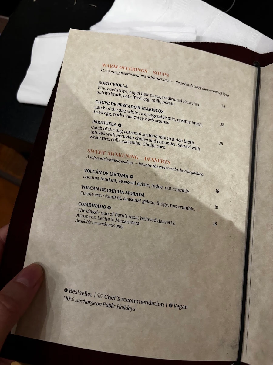 Menu, Ayahuasca Restaurant