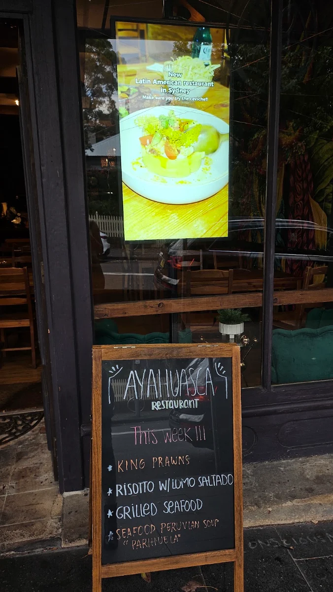 Menu, Ayahuasca Restaurant