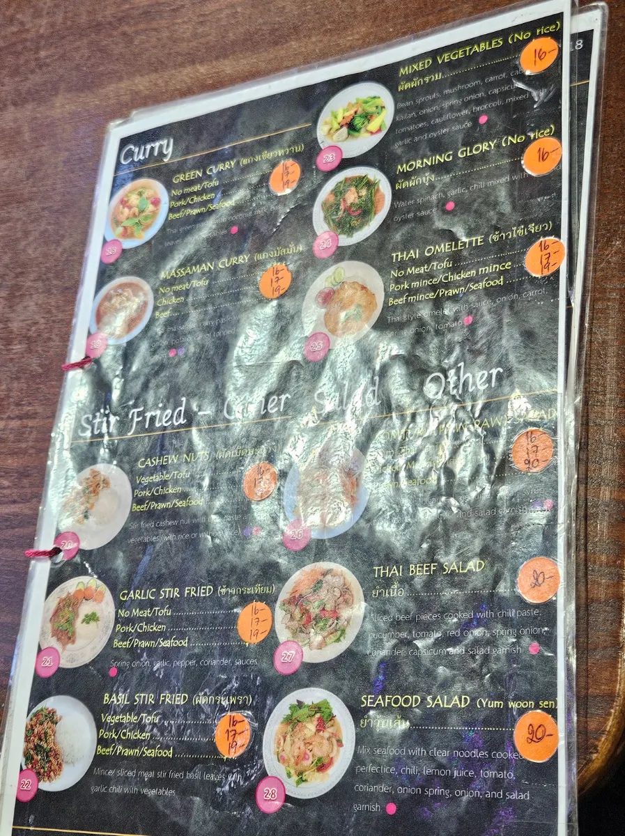 Menu, Pailin Thai Morley