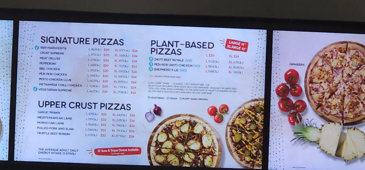 Menu, Crust Pizza Brendale