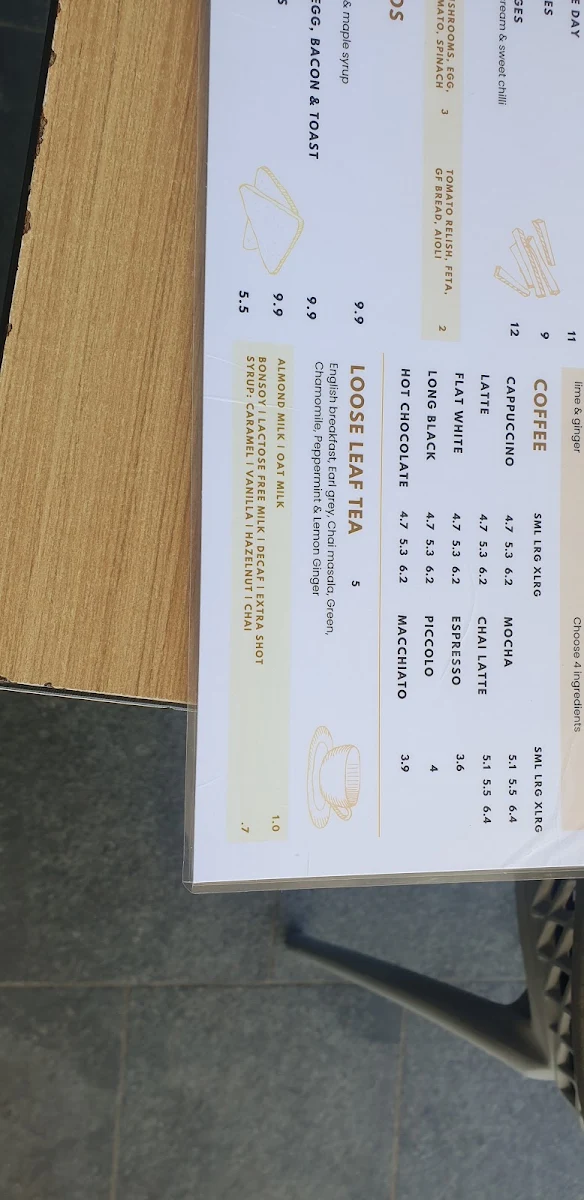 Menu, Jimmy G's Cafe