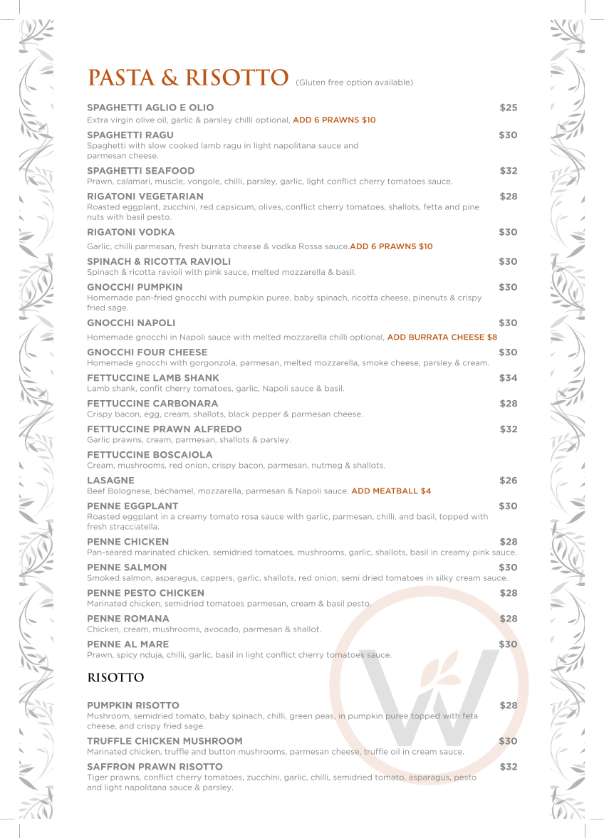 Menu, Wattlewood Espresso, Kitchen & Bar