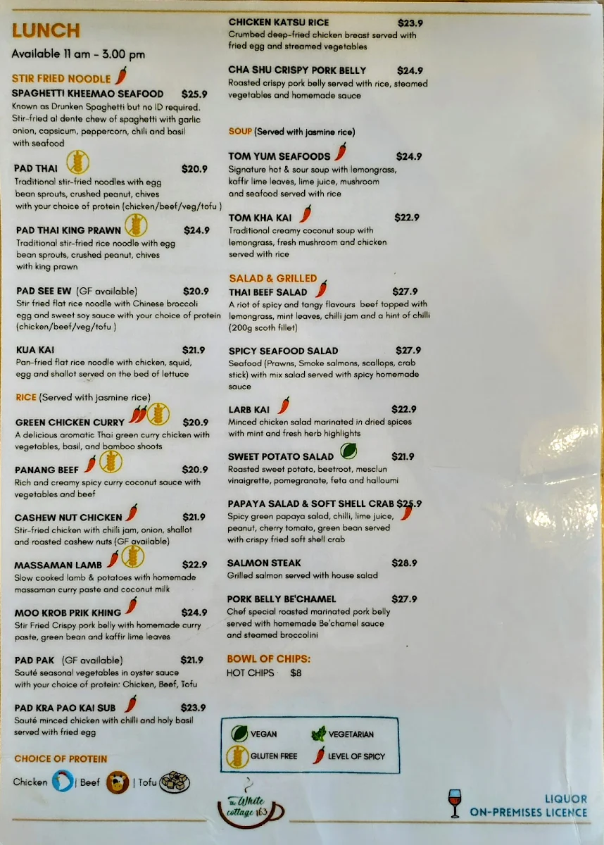 Menu, The whitecottage 163