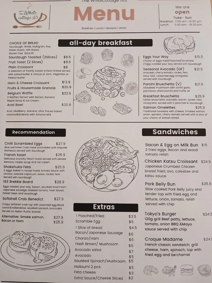 Menu, The whitecottage 163