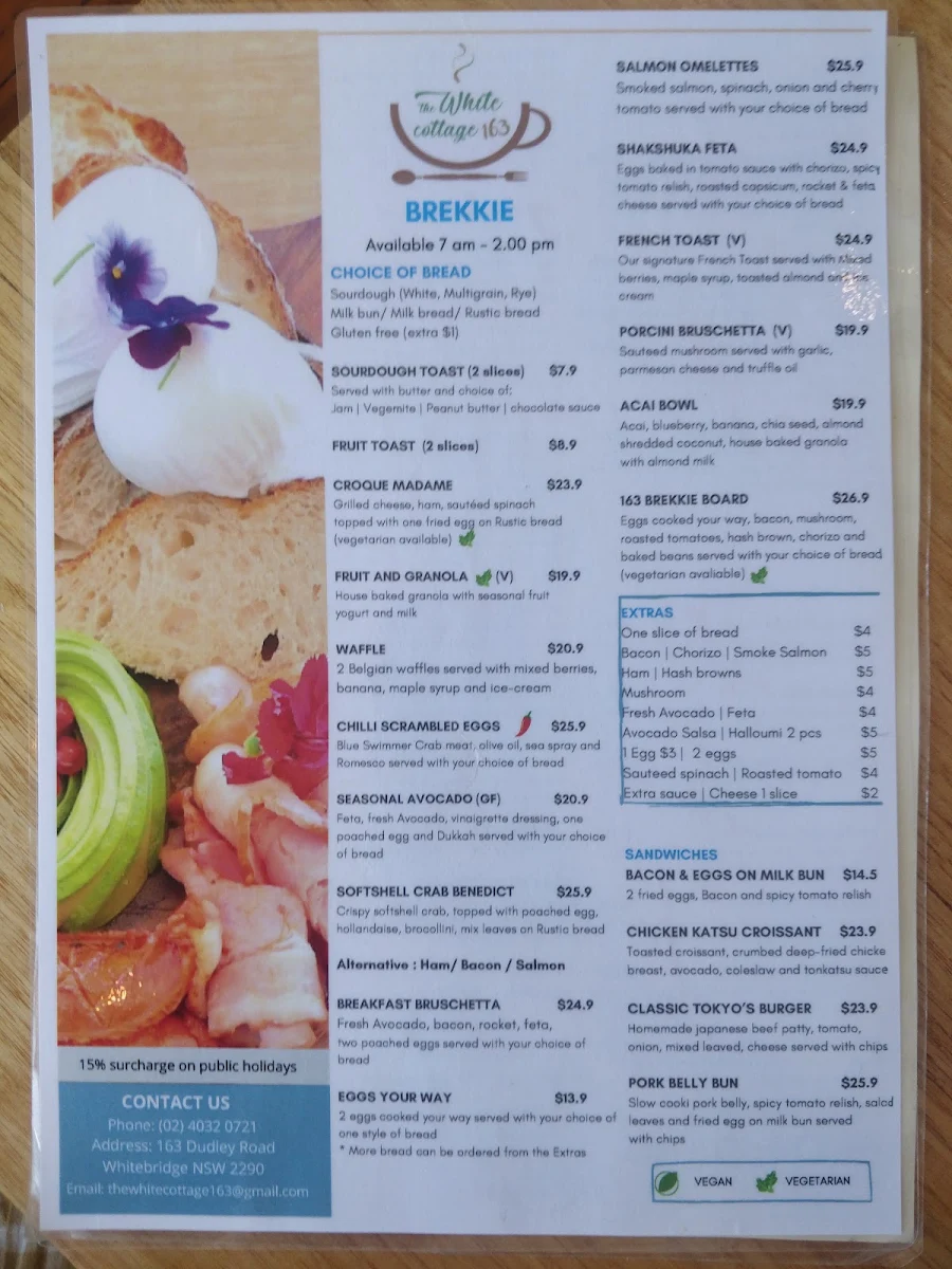 Menu, The whitecottage 163