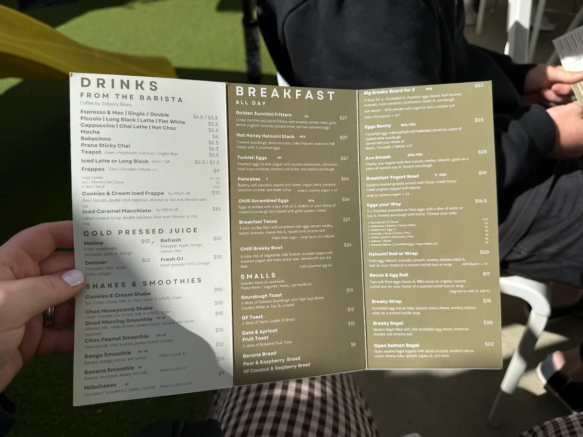 Menu, Oli's Cafe
