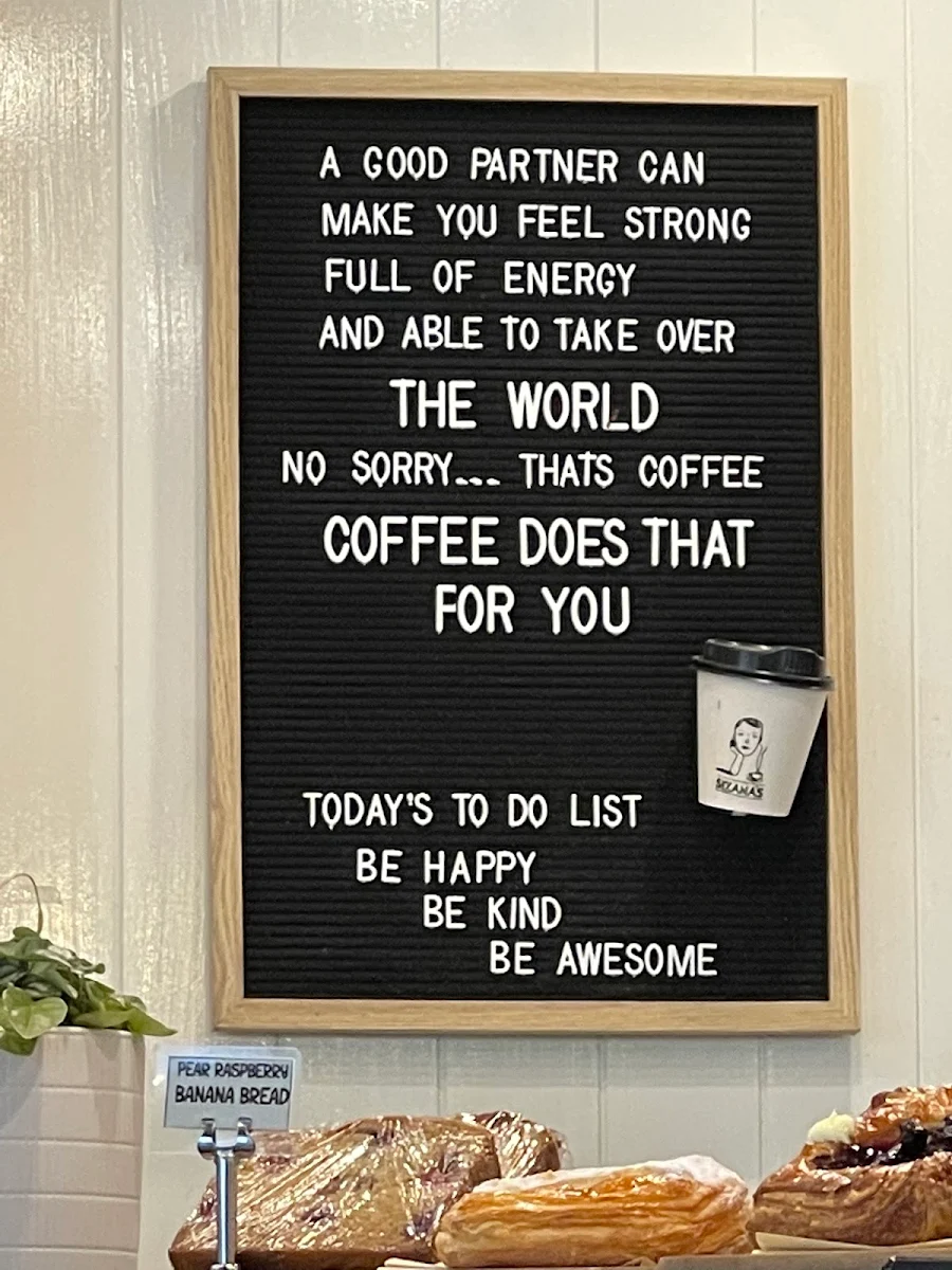 Menu, Sezanas Cafe