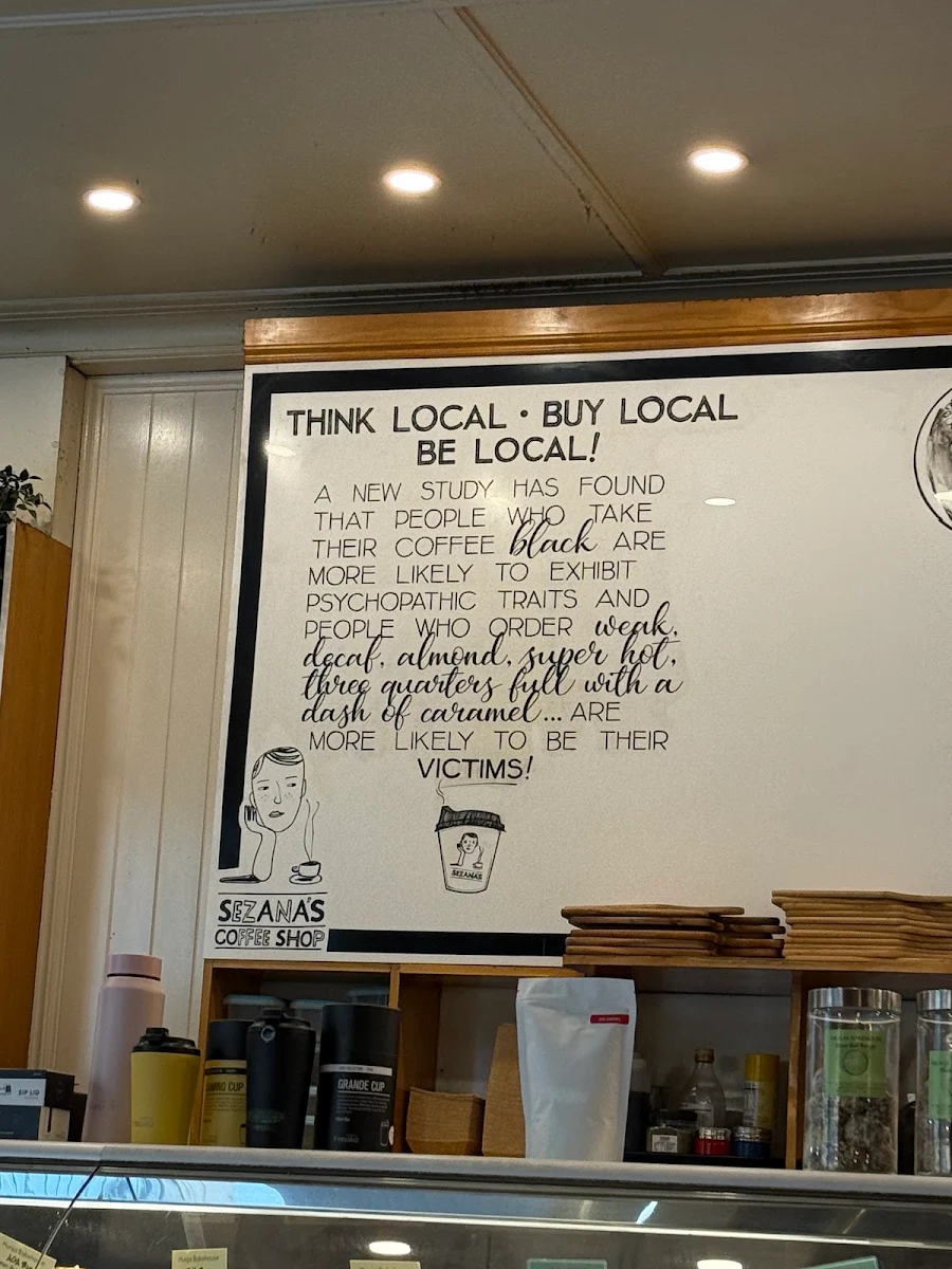 Menu, Sezanas Cafe