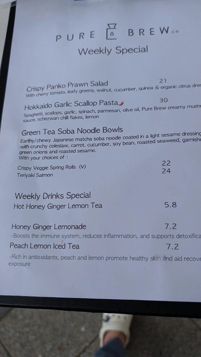 Menu, Pure Brew & Co. Gordon