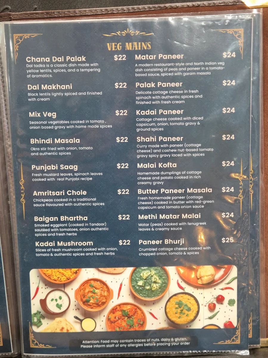 Menu, The Imperial Lounge & Indian Cuisine