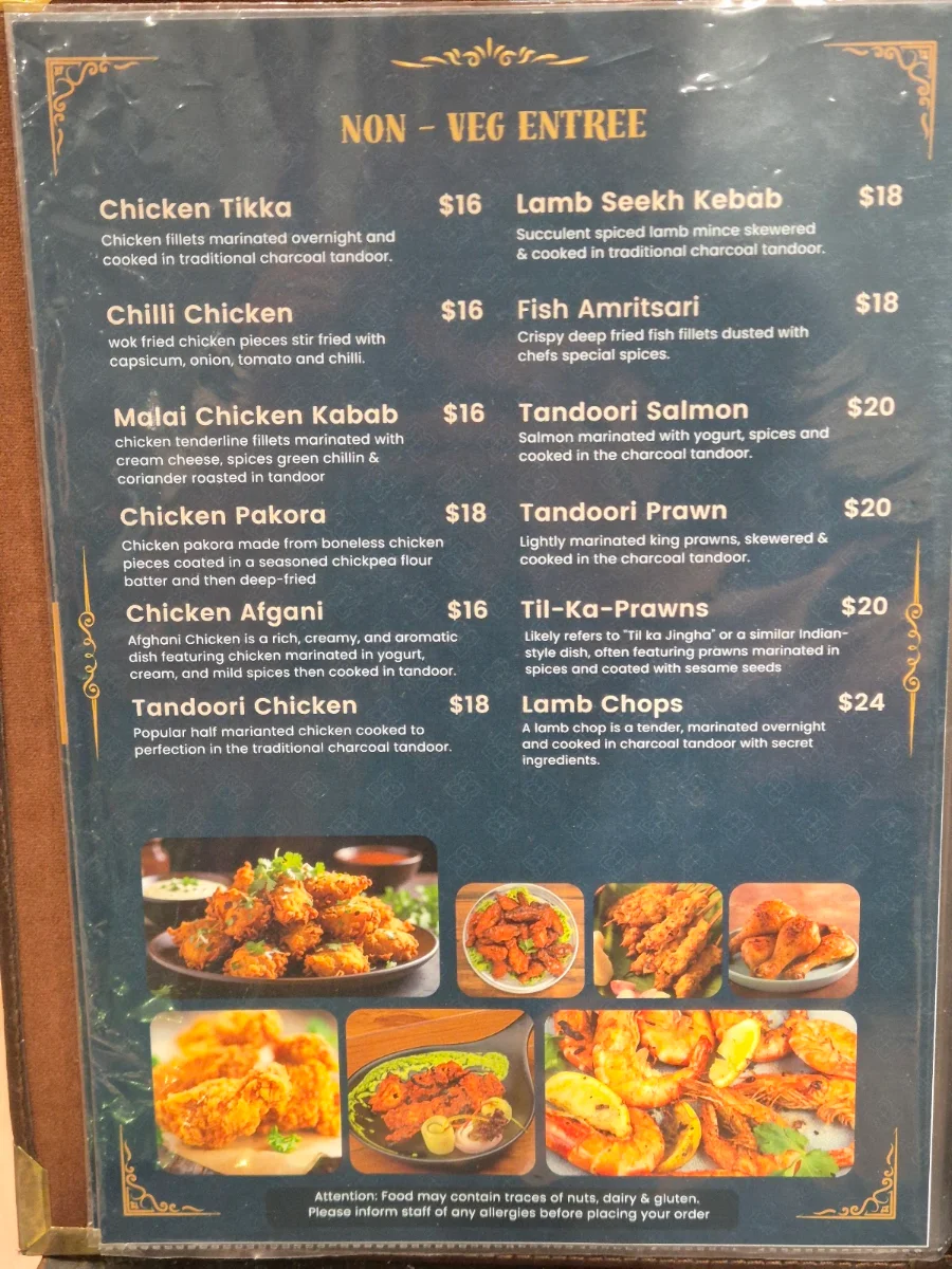 Menu, The Imperial Lounge & Indian Cuisine
