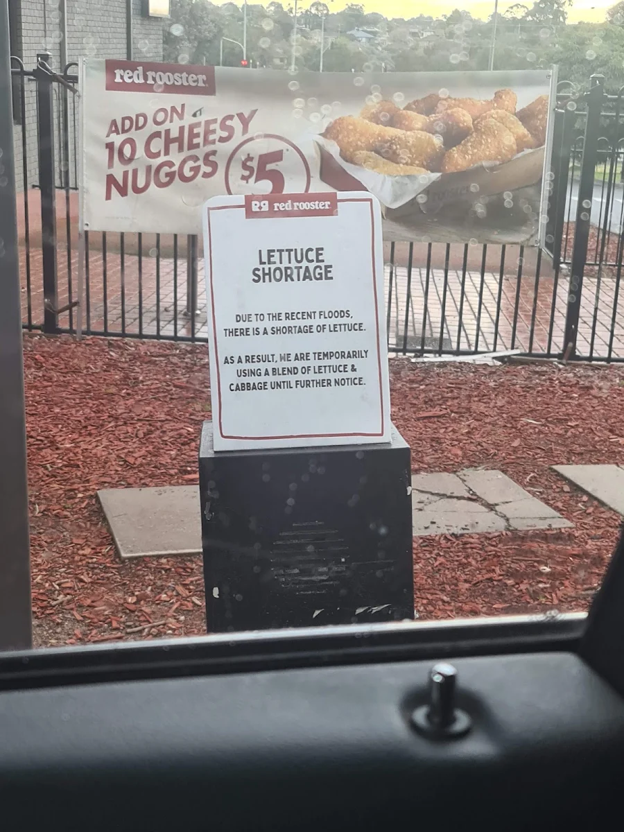 Menu, Red Rooster