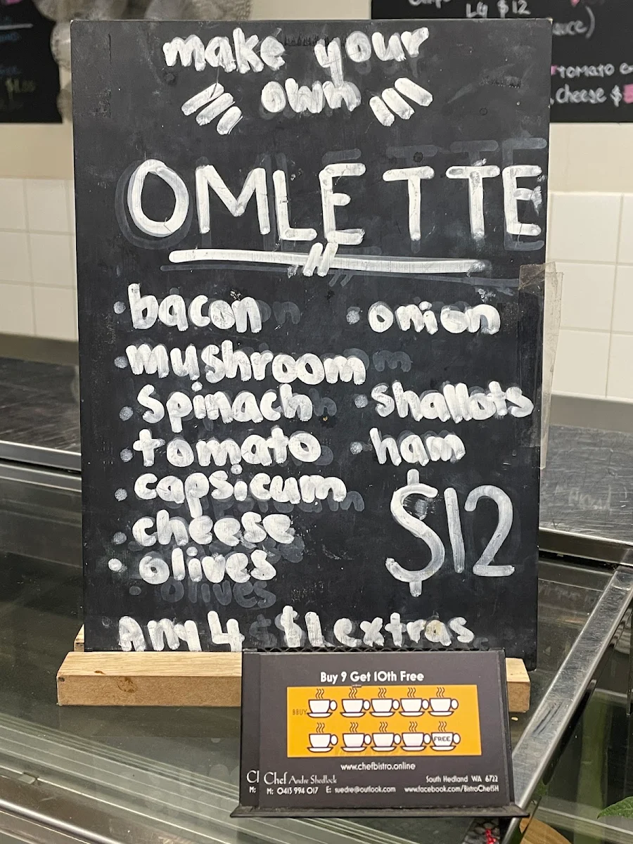 Menu, Chef Bistro - North Regional TAFE Pundulmurra Campus