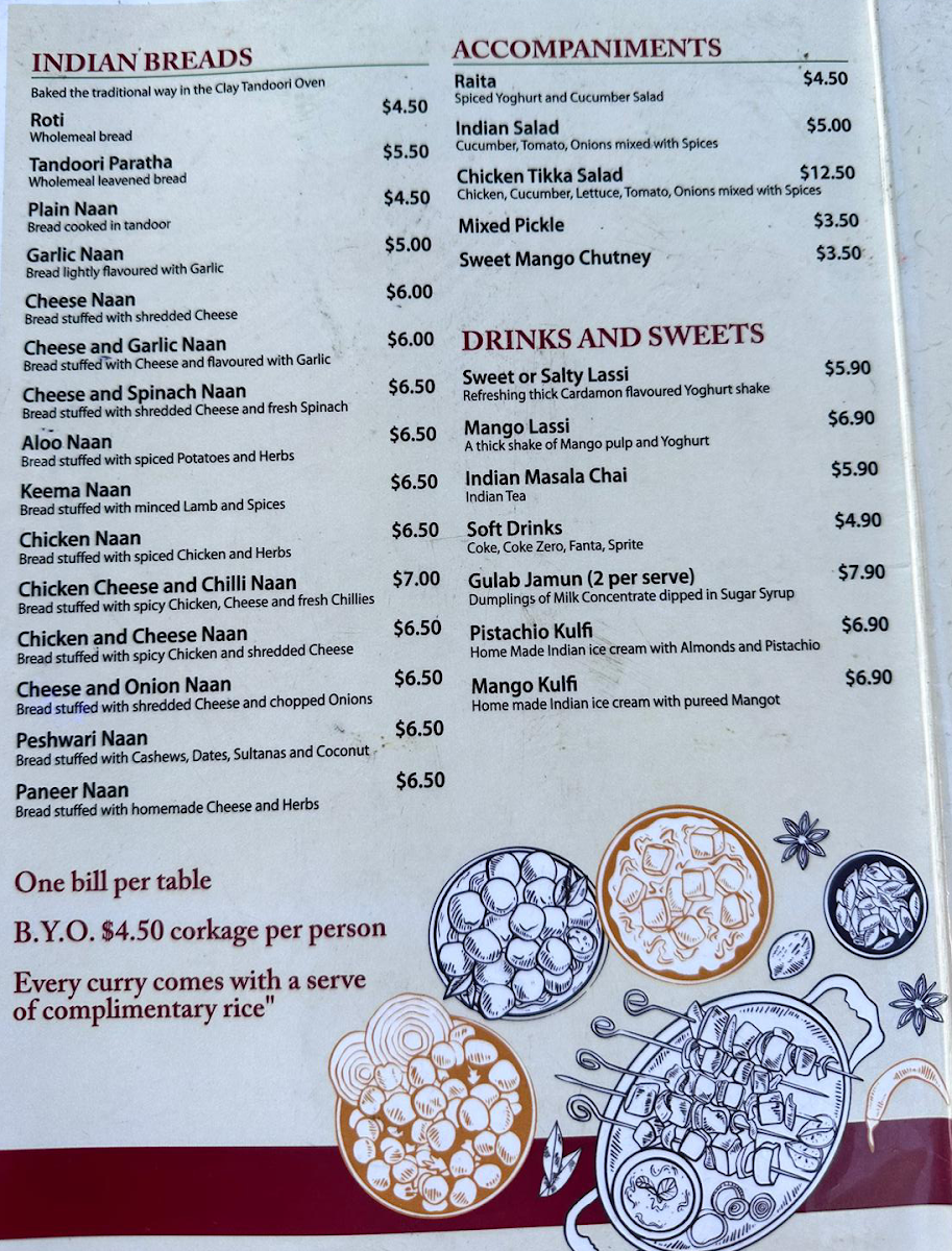 Menu, Spice of India