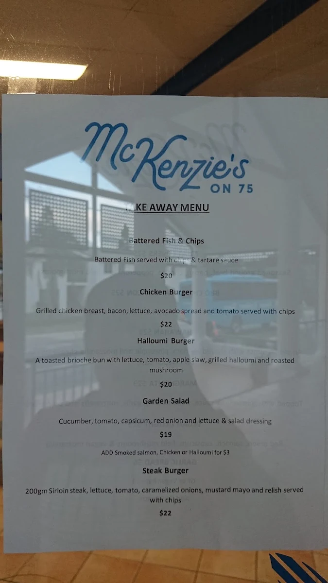 Menu, McKenzie's Restaurant
