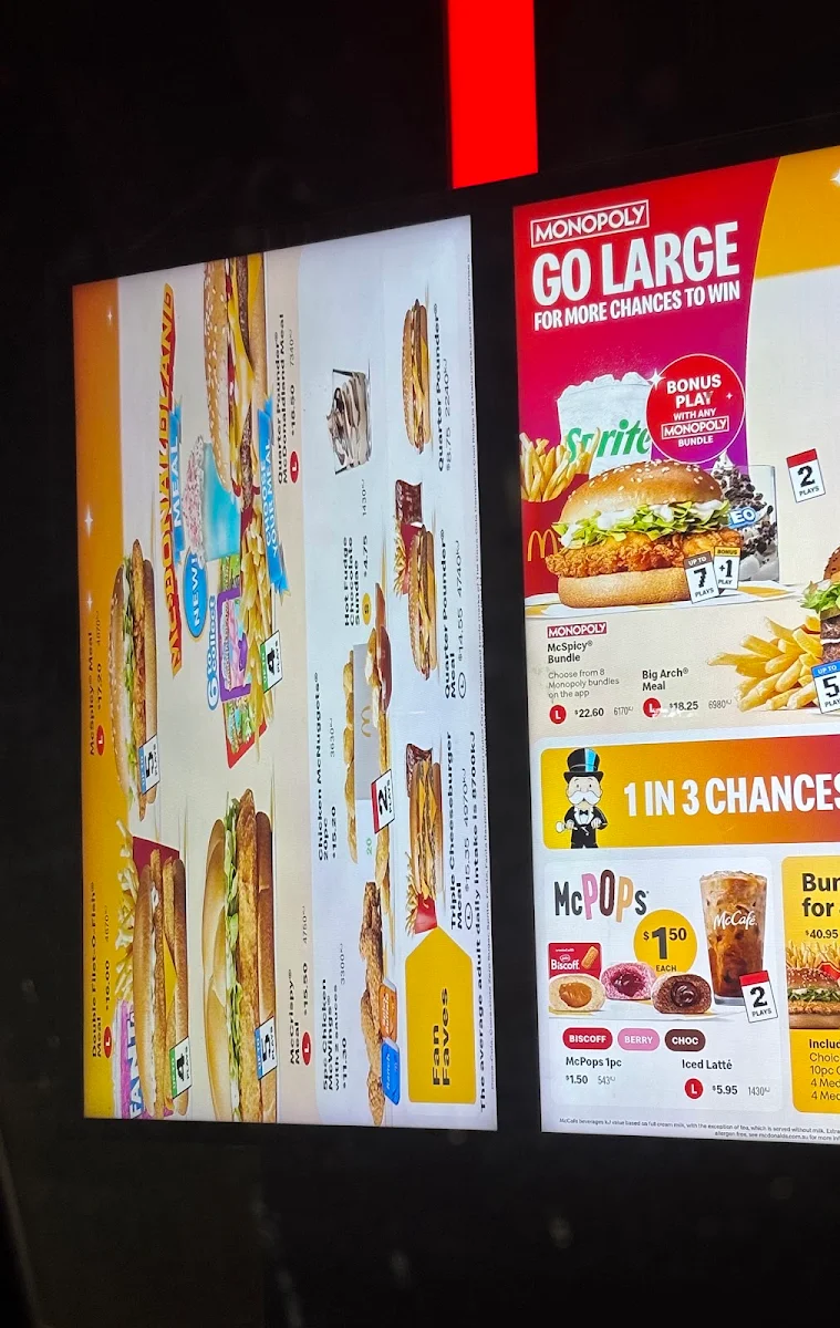 Menu, McDonald's Colmslie Business Park