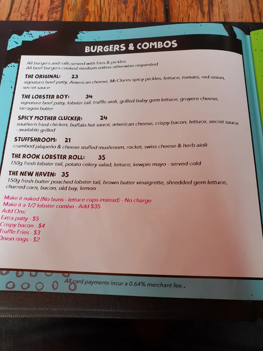 Menu, The Rook