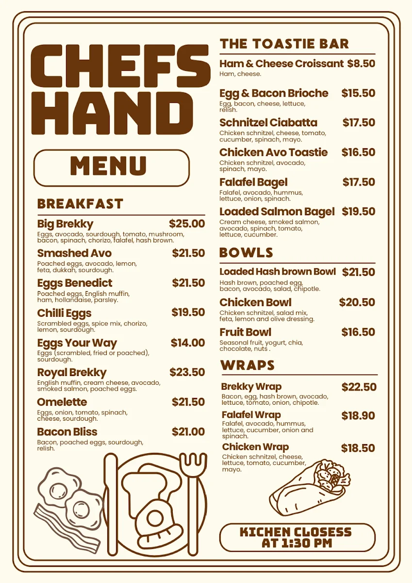 Menu, CHEFS HAND