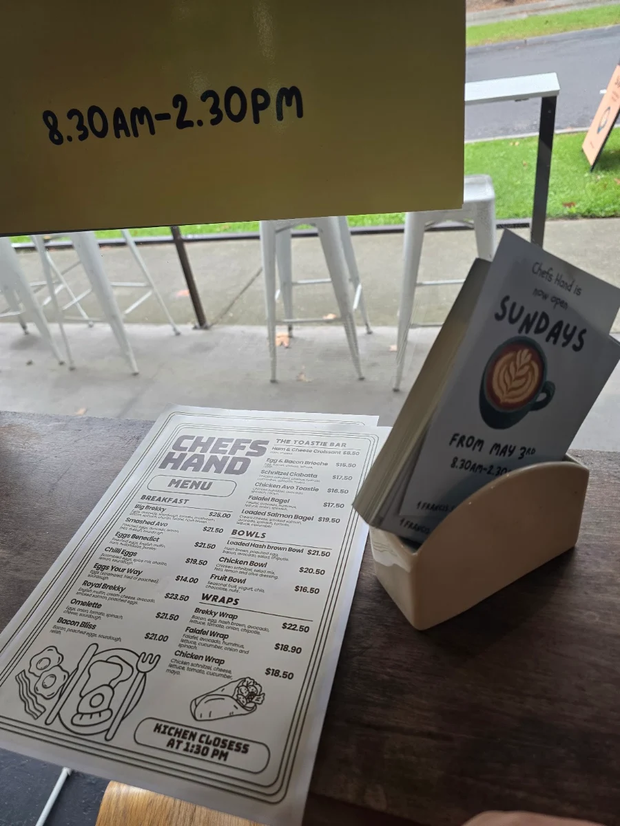 Menu, CHEFS HAND