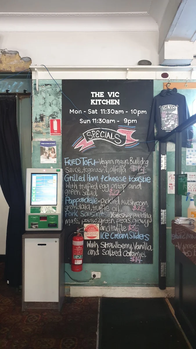 Menu, The Vic On The Park