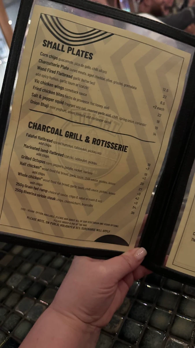 Menu, The Vic On The Park