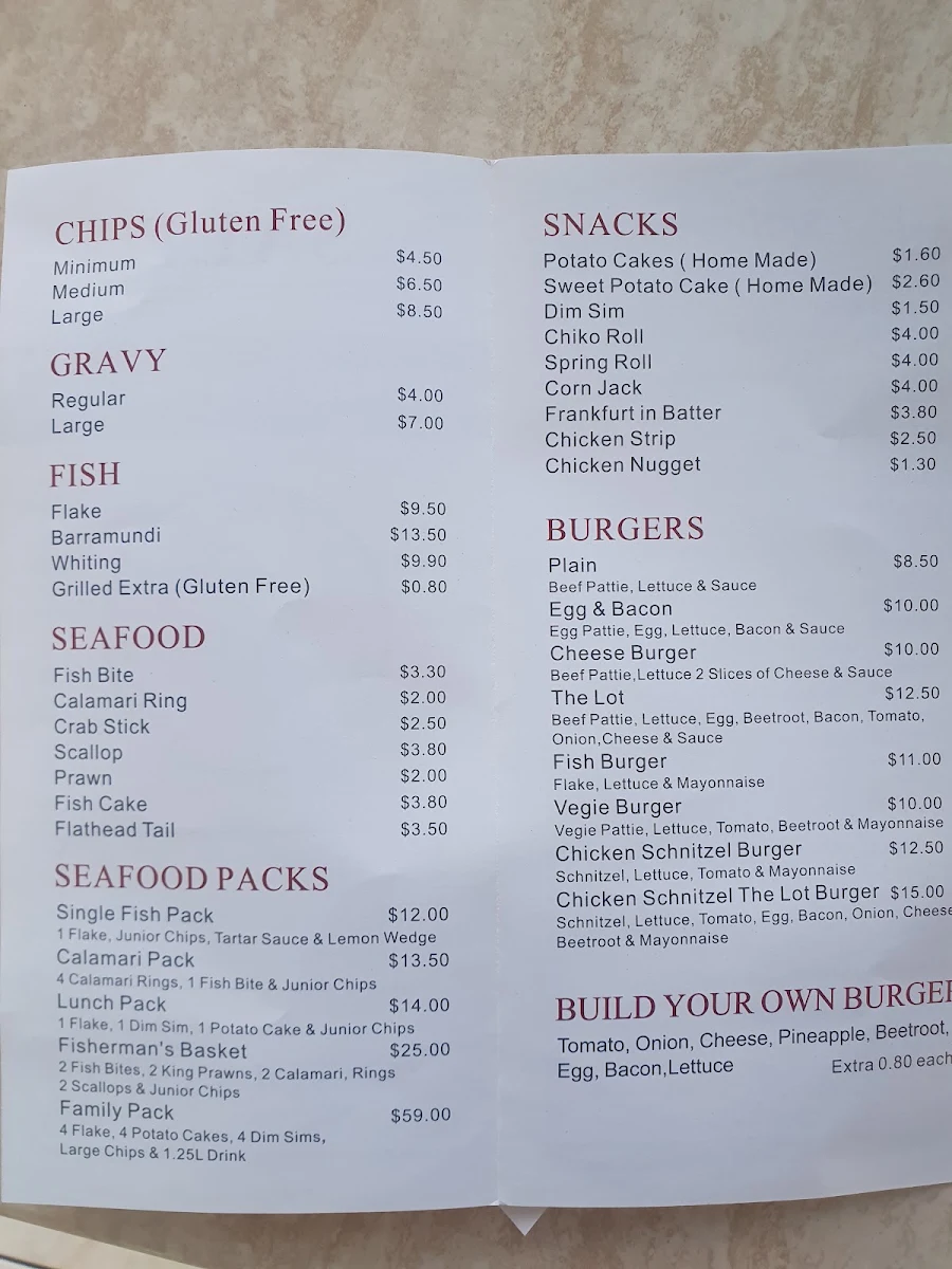 Menu, Sale Red Rose Cafe