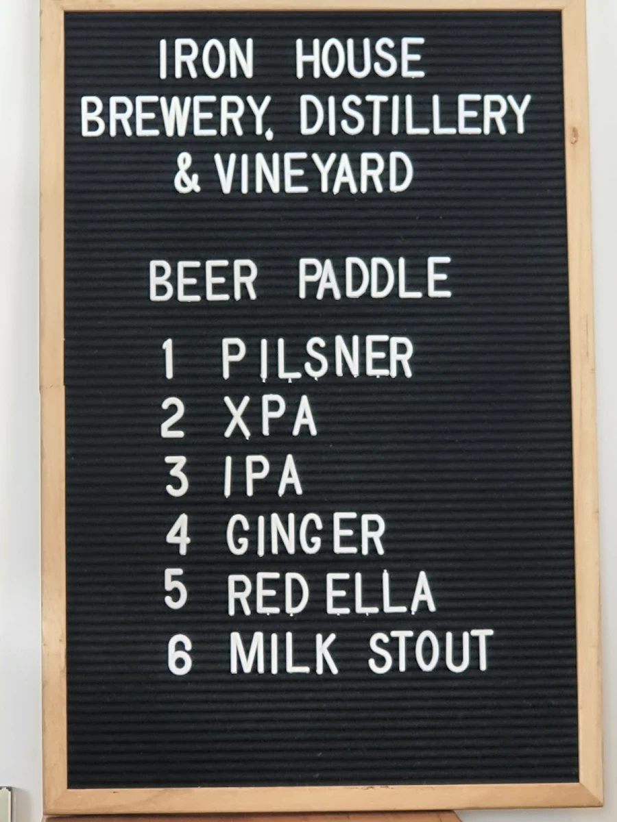 Menu, Iron House Brewery Distillery & Vineyard
