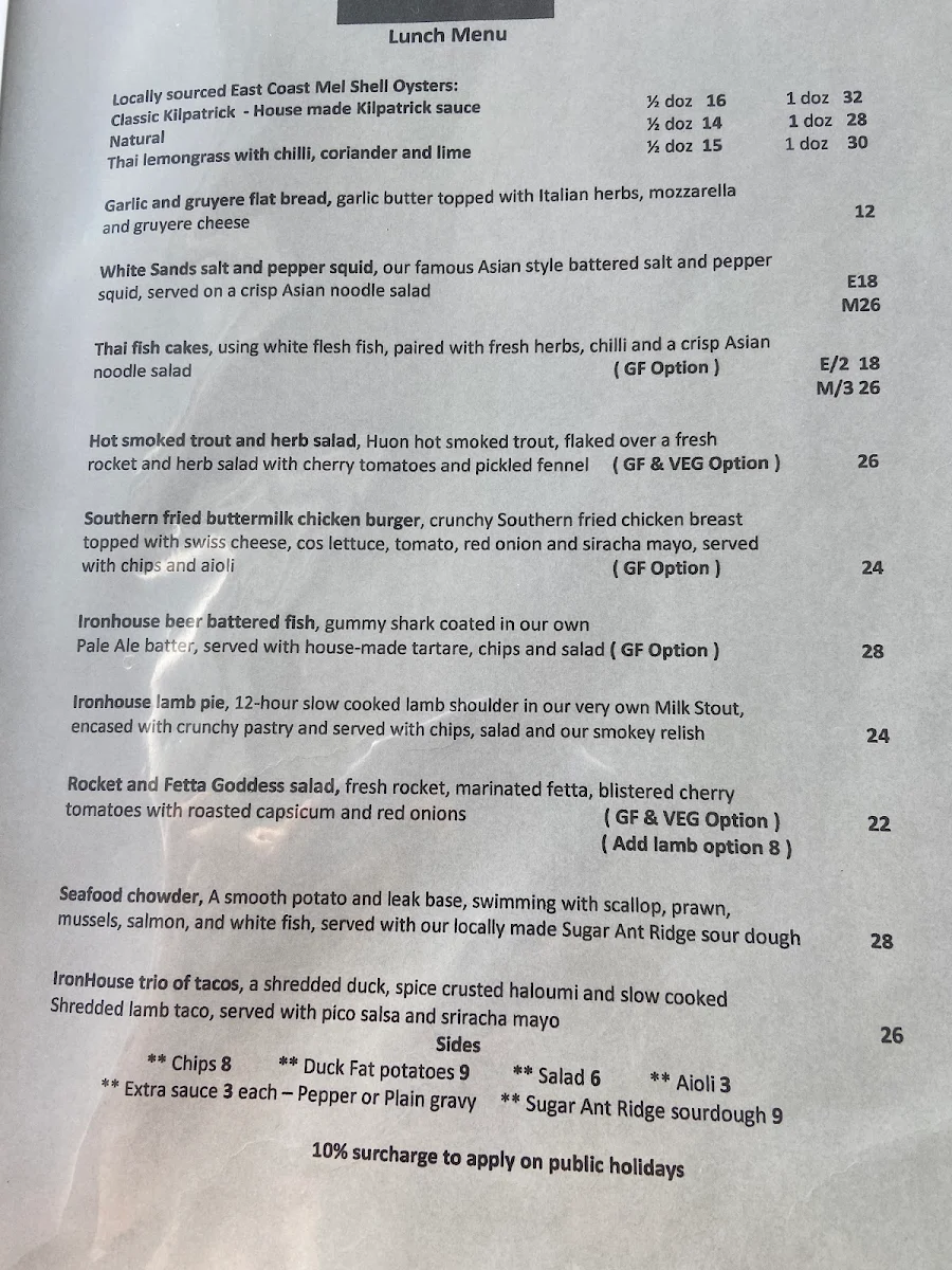 Menu, Iron House Brewery Distillery & Vineyard
