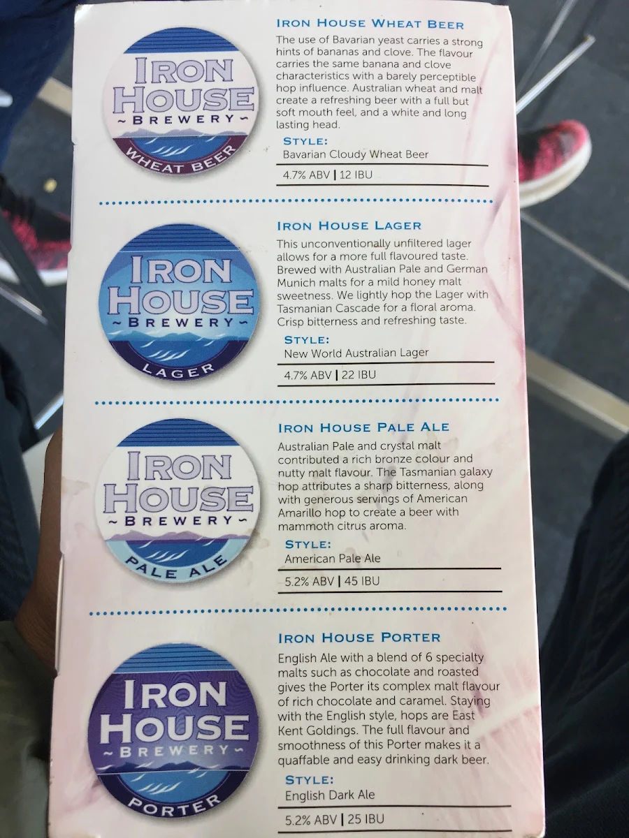 Menu, Iron House Brewery Distillery & Vineyard