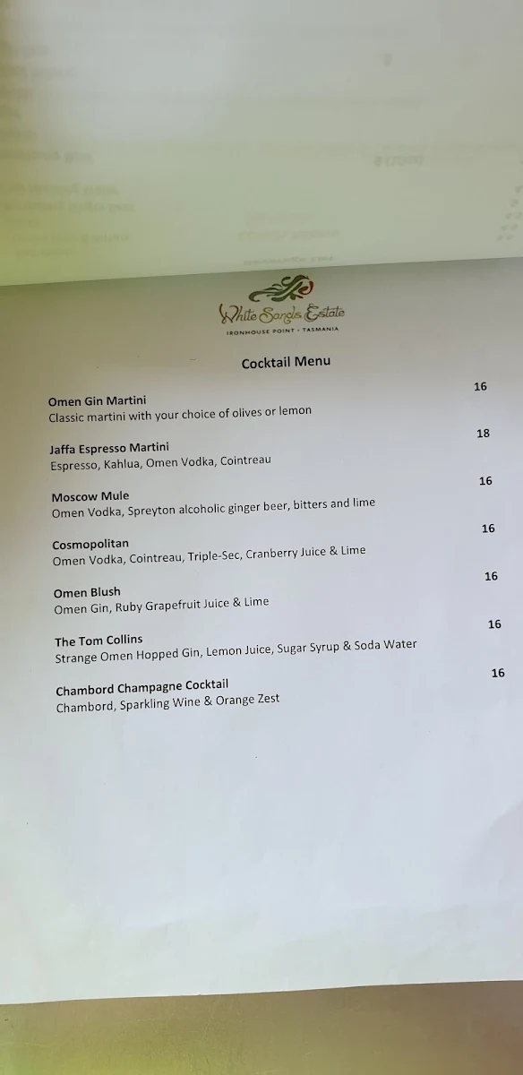 Menu, Iron House Brewery Distillery & Vineyard