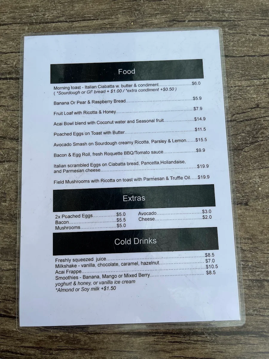 Menu, Queen K Espresso Dee Why