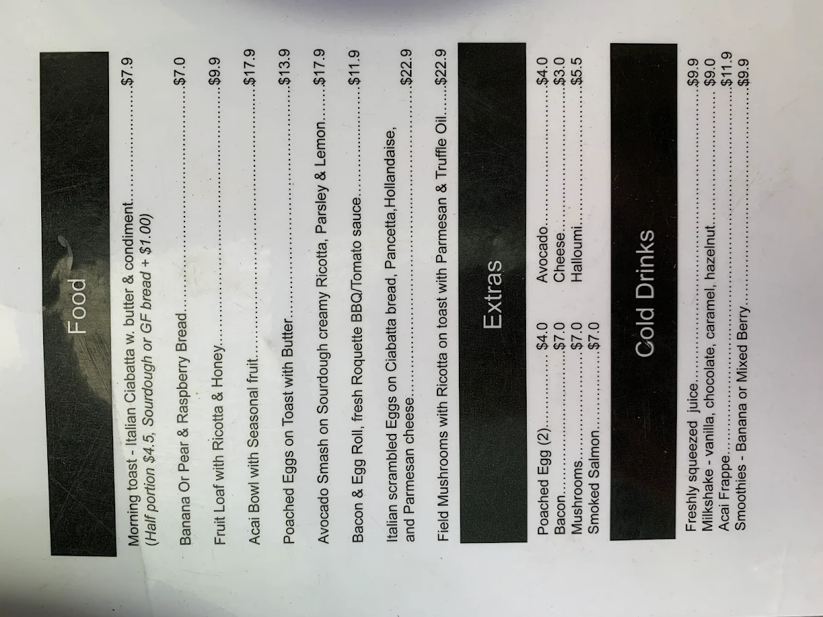 Menu, Queen K Espresso Dee Why