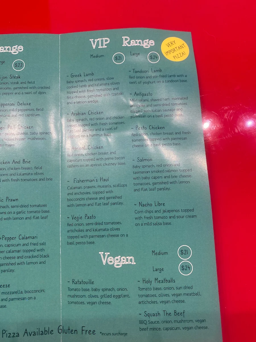 Menu, Pizzarazzi Howrah