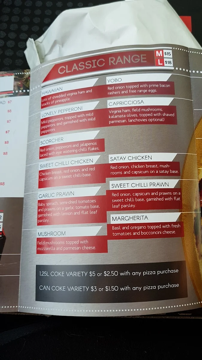 Menu, Pizzarazzi Howrah