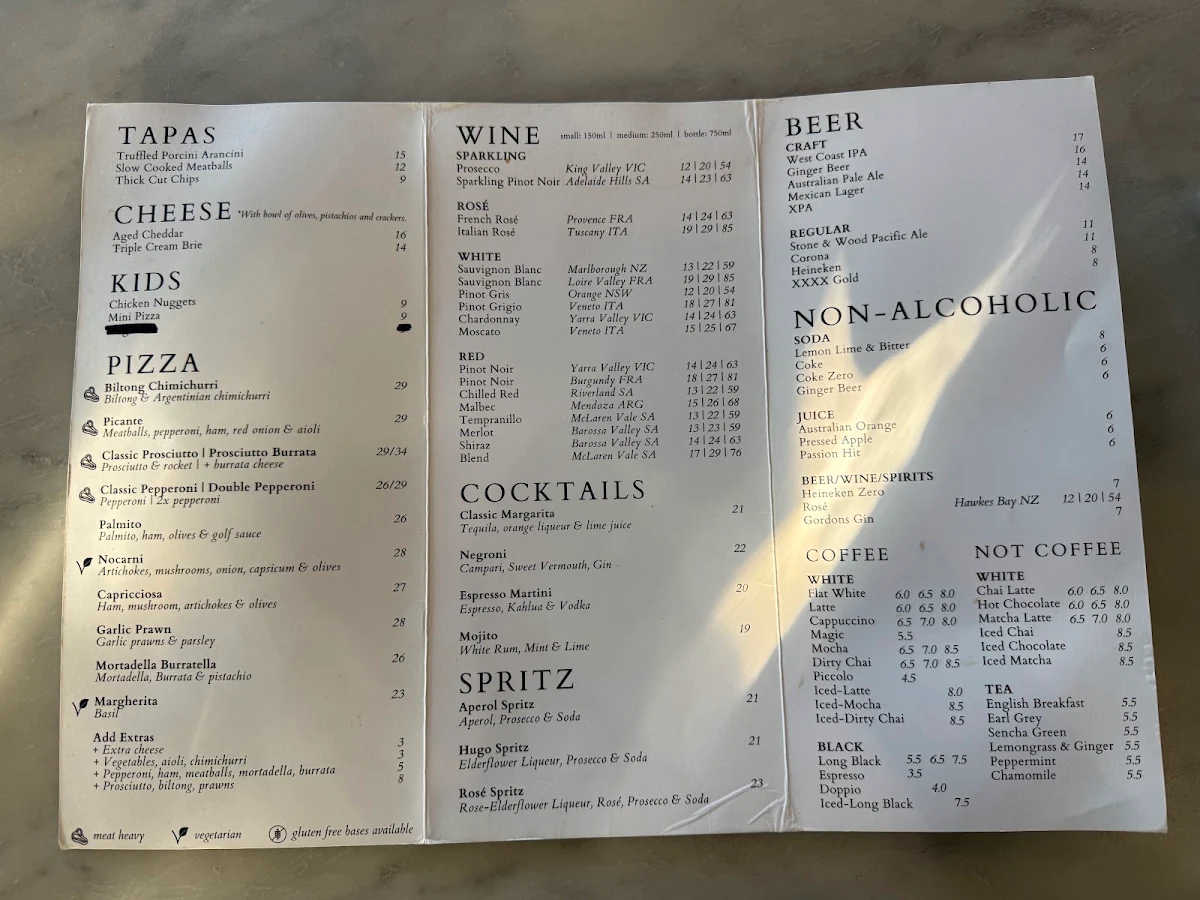 Menu, The Brass
