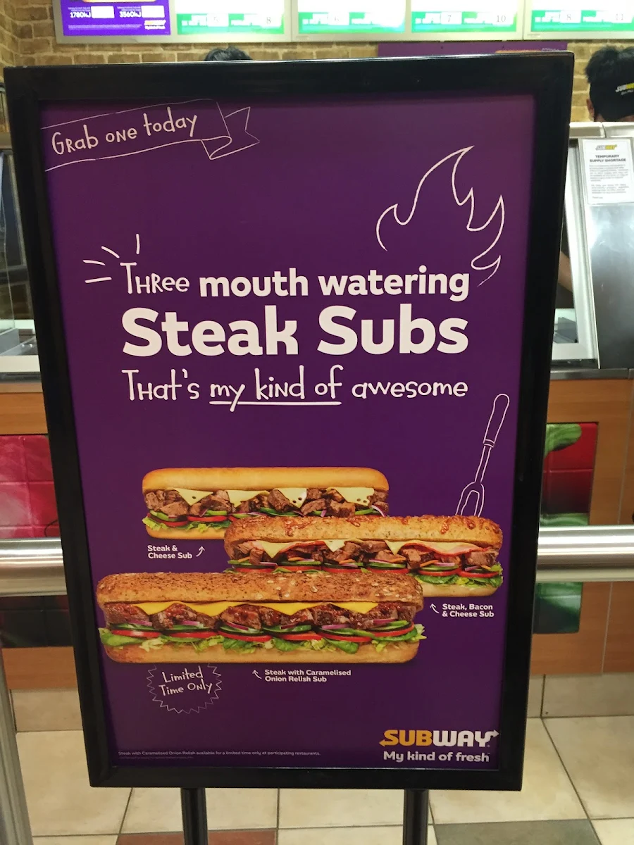 Menu, Subway