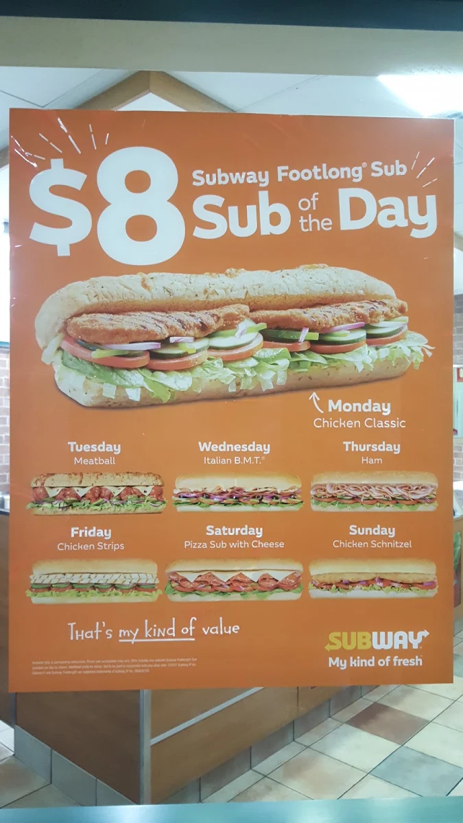 Menu, Subway