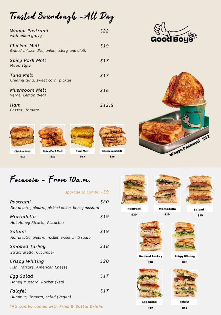 Menu, Good Boys Deli