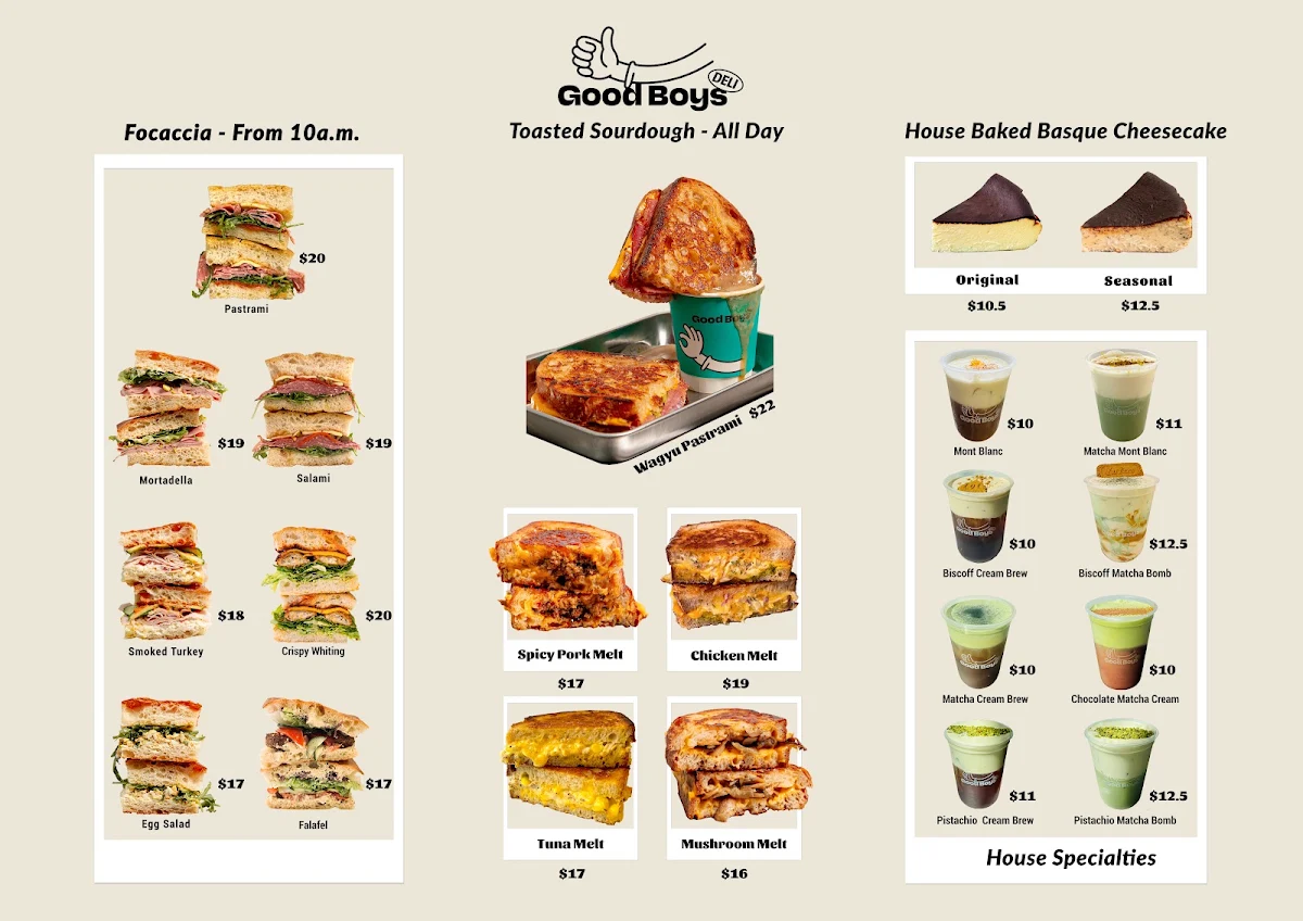 Menu, Good Boys Deli