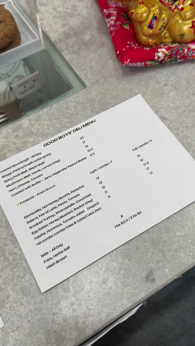 Menu, Good Boys Deli