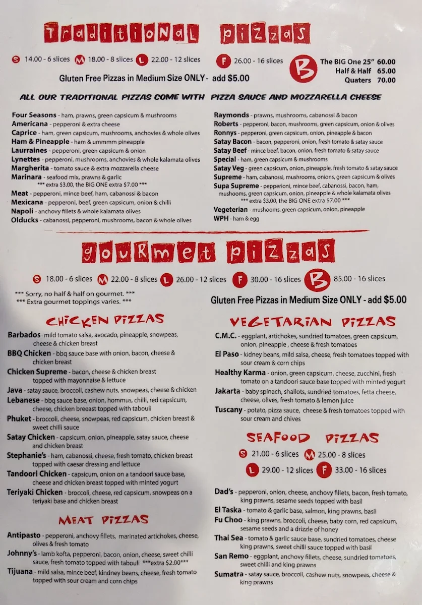 Menu, Johnny's Pizza & Pasta