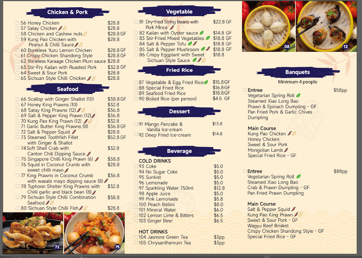 Menu, Alice Dumpling Bar