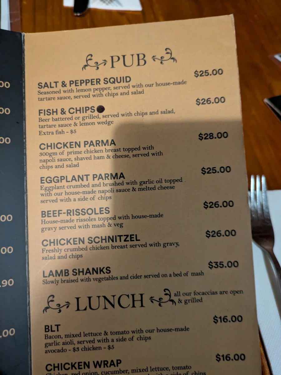 Menu, Irish Murphy's