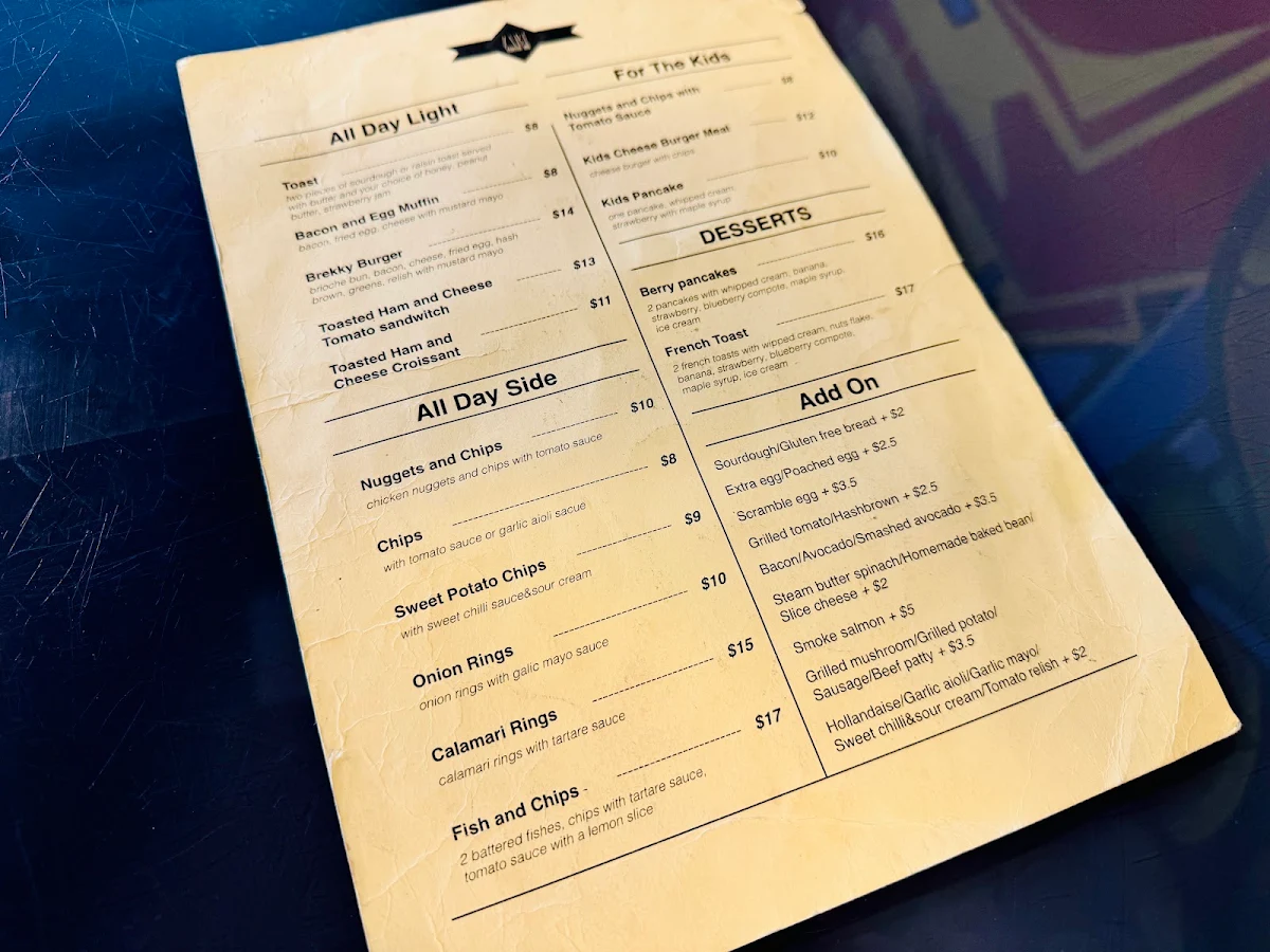 Menu, Zabé Espresso Bar